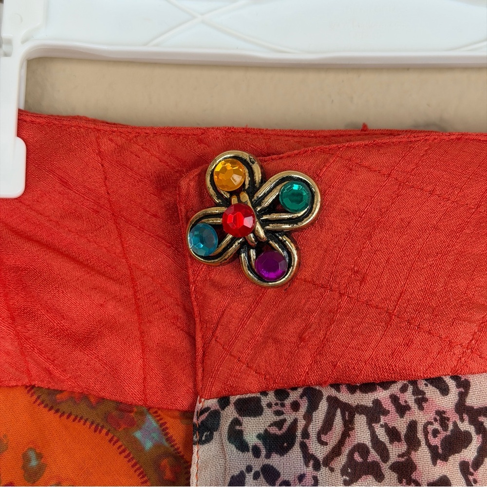 Sandy Starkman Women's Artsy Boho Silk Midi Skirt Art To Wear Size Medium M - Picture 3 of 8